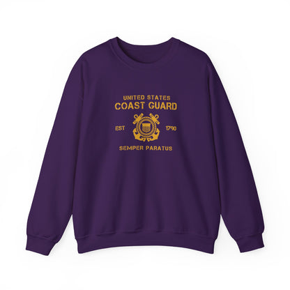 Coast Guard Crest Crewneck Sweatshirt — "Semper Paratus" Military Pullover