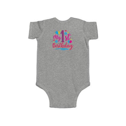 Baby Bodysuit — "My 1st Birthday" Colorful First Birthday Infant Onesie