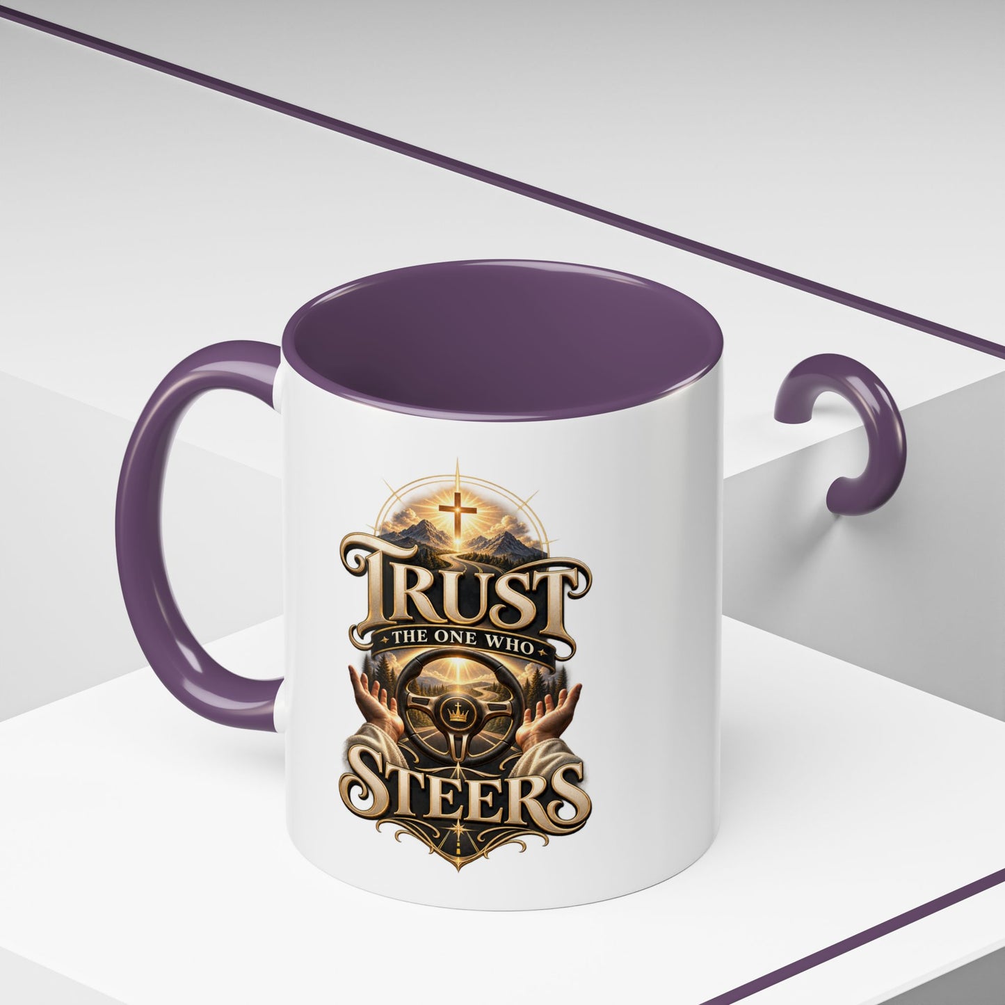 Faith Coffee Mug — "Trust the One Who Steers" Accent 11/15oz