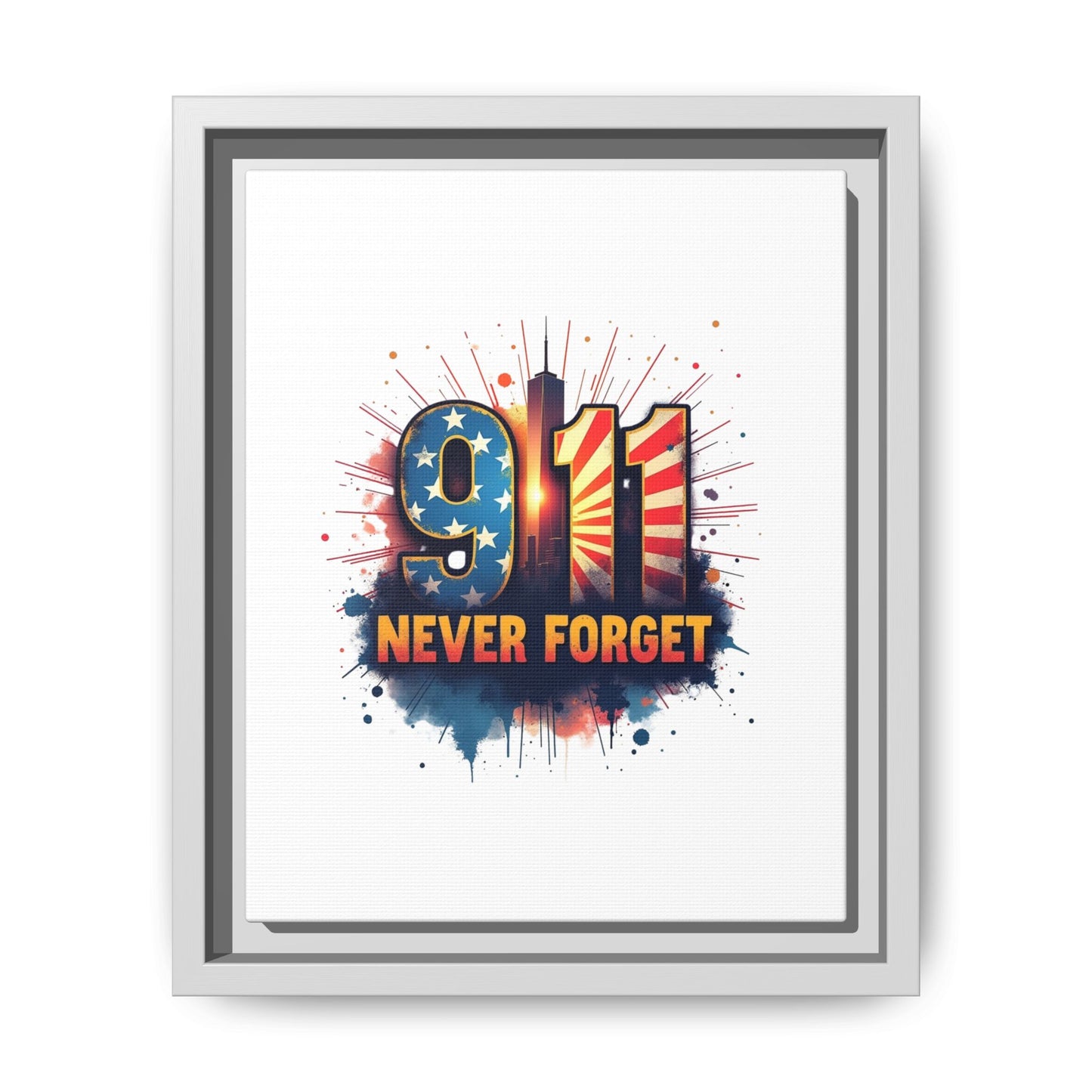 Framed Canvas Wall Art — “9·11 Never Forget” Memorial Print