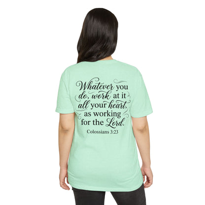 Colossians 3:23 Faith T-Shirt — "Whatever You Do, Work at It with All Your Heart" Christian Tee