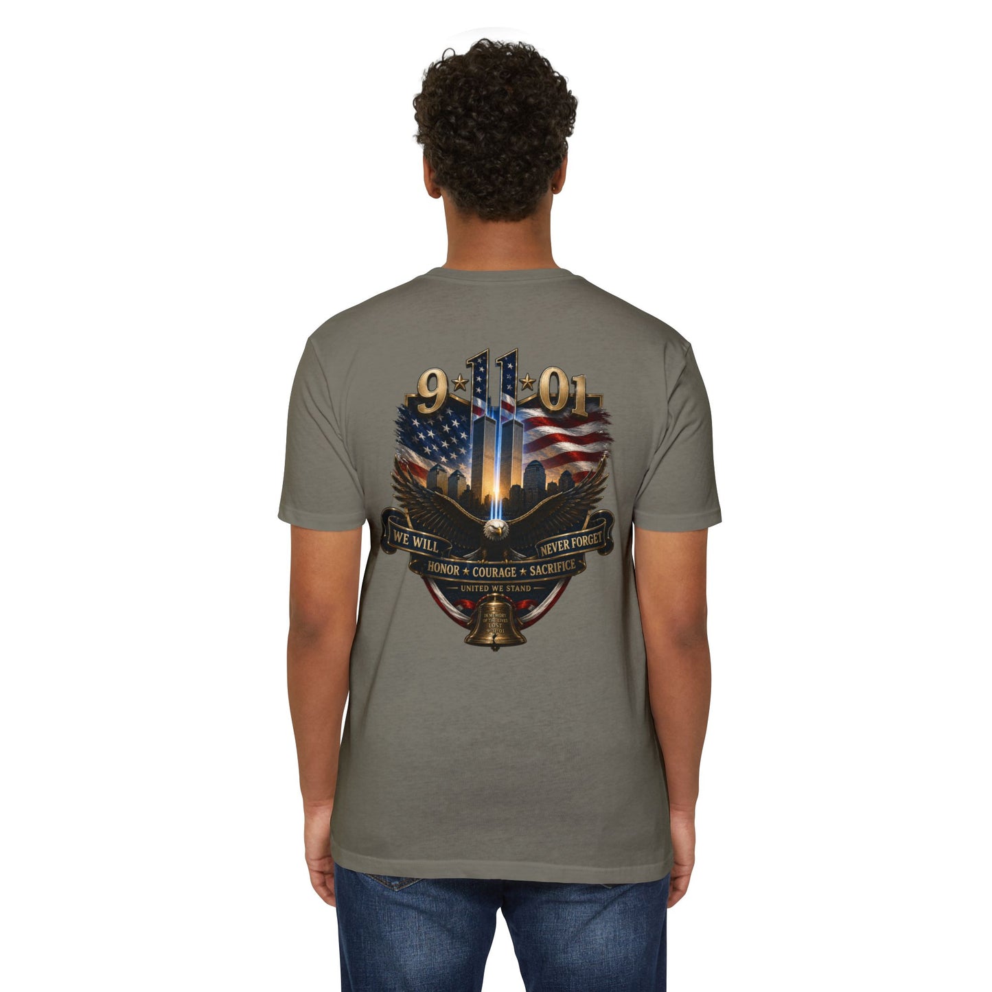 9/11 Memorial T-Shirt — We Will Never Forget American Tribute Tee