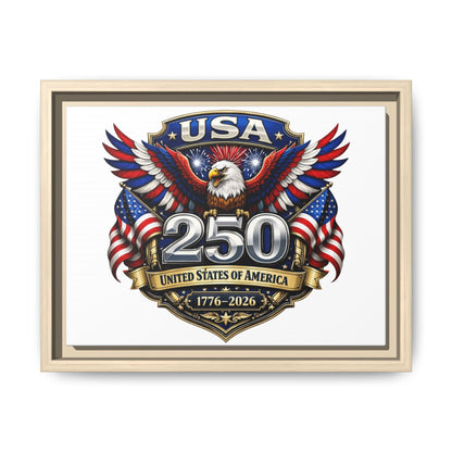 USA 250 Anniversary Framed Canvas — Patriotic Eagle 1776–2026 Wall Art