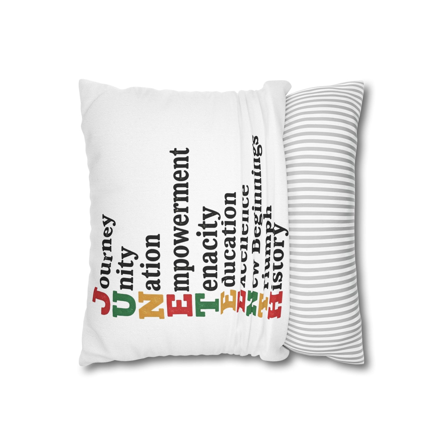 Juneteenth Inspirational Throw Pillow — Journey Unity Nation Empowerment Text Design