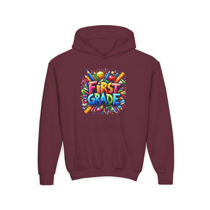 First Grade Kids Hoodie – Colorful Back-to-School Sweatshirt