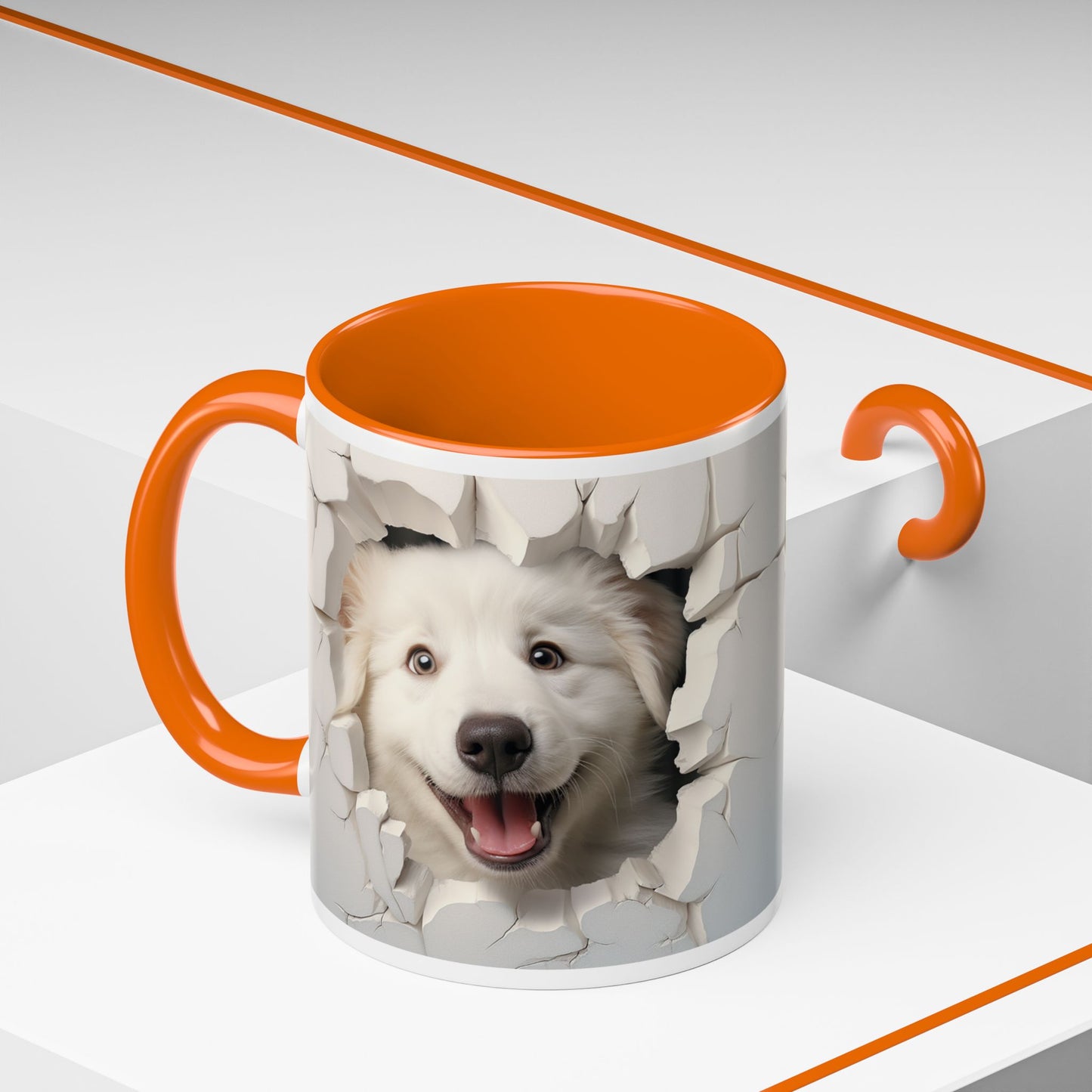 Smiling Dog Breaking Wall Accent Coffee Mug (11/15oz)