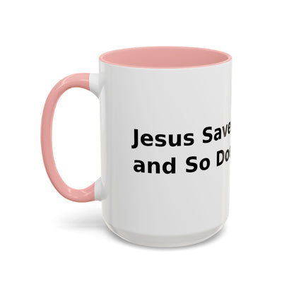 Accent Coffee Mug — “Faith + Medicine: Insulin Saves” Black-Accent Mug (11/15 oz)