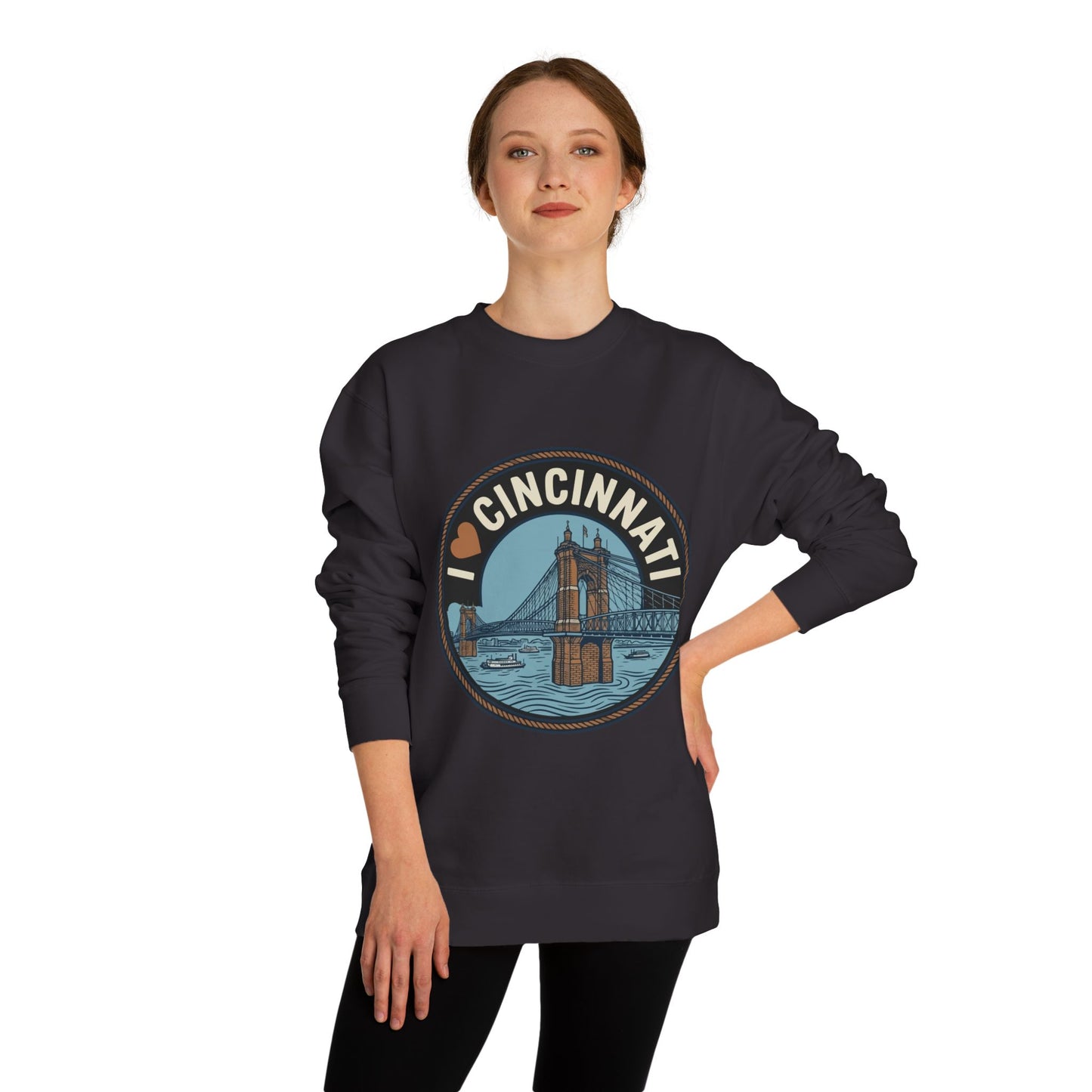 Cincinnati Bridge Crewneck Sweatshirt — I  Cincinnati Graphic
