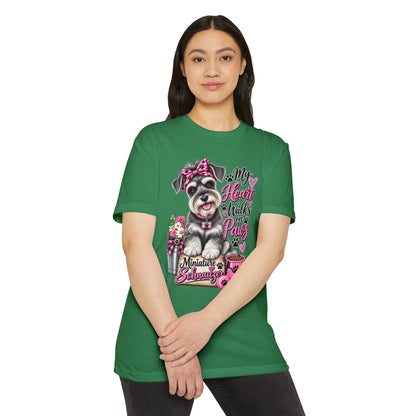 Miniature Schnauzer T-Shirt - "My Heart Walks on Paws" Cute Dog Tee