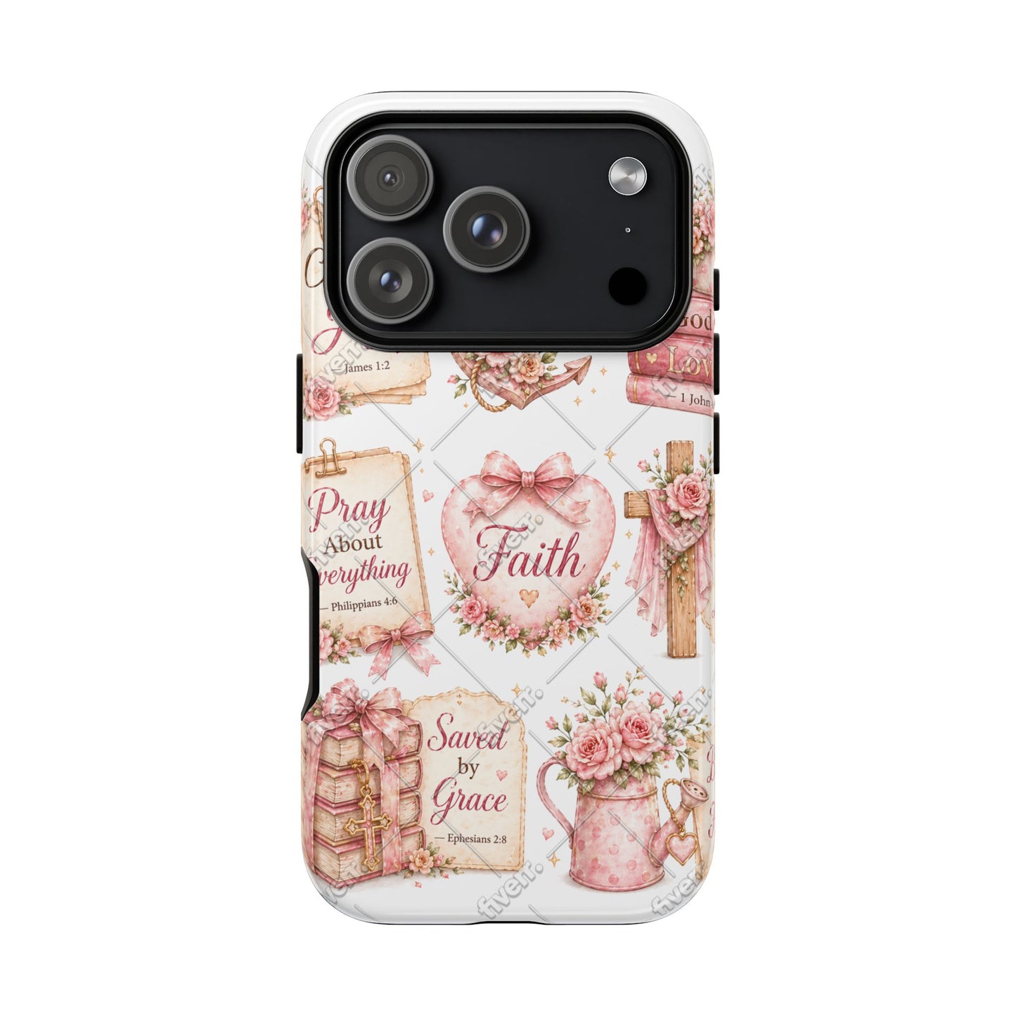 Faith Floral Phone Case – Christian Inspirational Scripture iPhone Cover (Choose Joy, Pray, Faith)