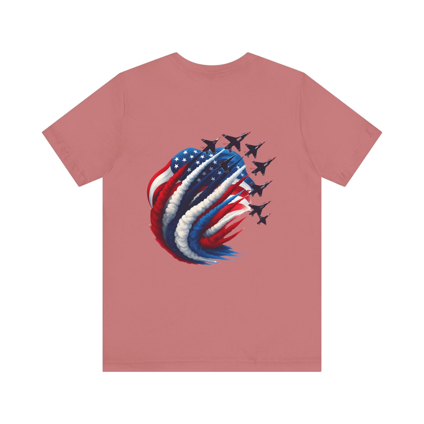 Patriotic Jet Flyover T-Shirt — American Flag Smoke Trail Tee