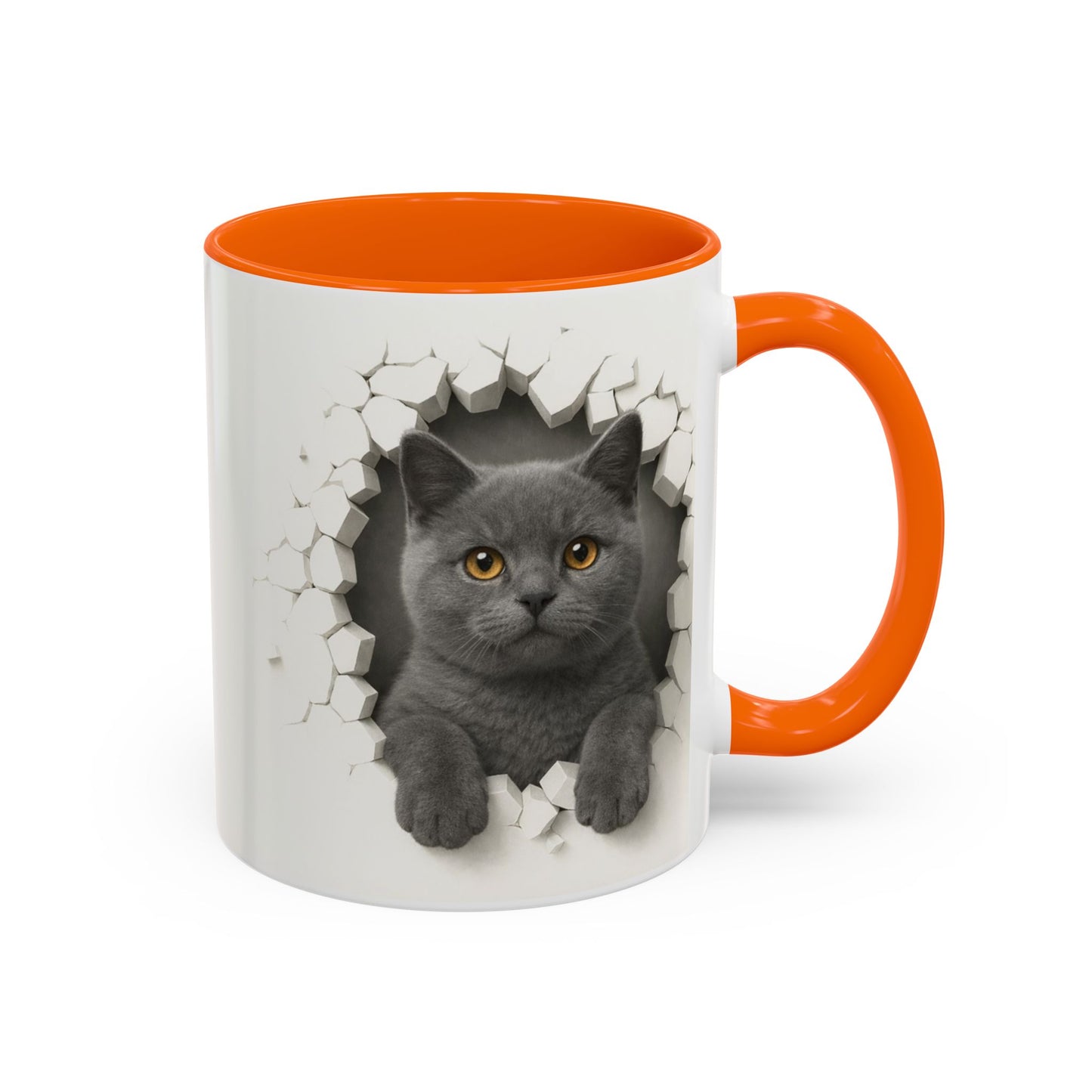 Peekaboo Grey Cat Accent Coffee Mug – Cute 11/15oz Cat Lover Gift