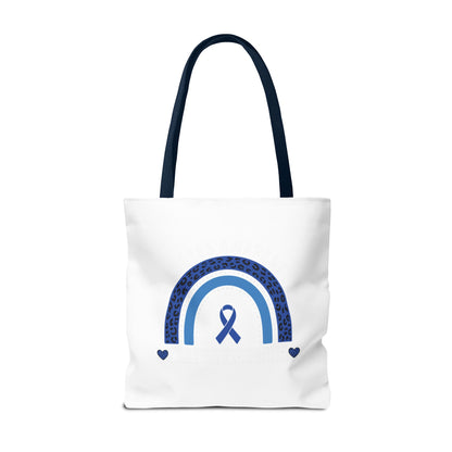 Blue Awareness Ribbon Rainbow Tote Bag – Support & Hope Everyday Tote