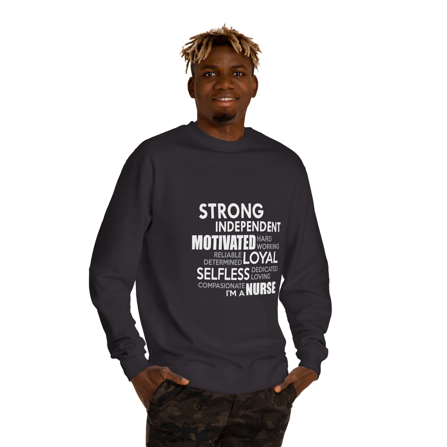 Nurse Word Cloud Sweatshirt — Strong Independent Motivated Loyal Selfless