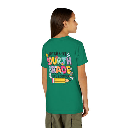Watch Out Fourth Grade Here I Come Youth T‑Shirt — Back to School Kids Tee