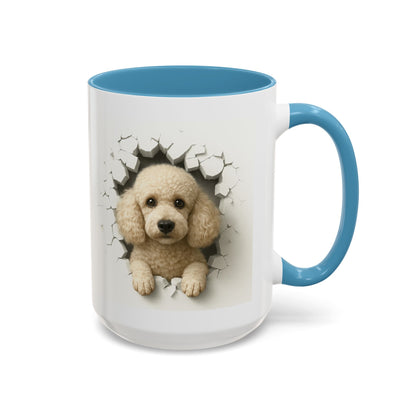 Poodle Peeking Accent Coffee Mug – Cute Dog Lover Gift (11/15oz)