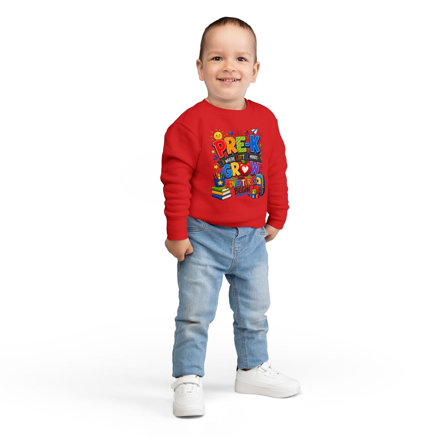 Pre-K Toddler Sweatshirt — "Pre-K Where Little Minds Grow and Adventure Begins" Kids School Pullover