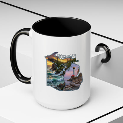 Michigan Lighthouse Coffee Mug — Scenic Great Lakes Accent Mug (11/15oz)
