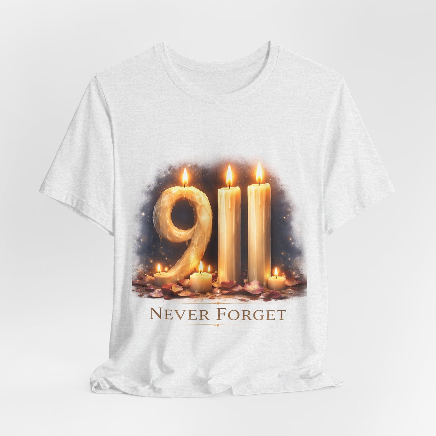 9/11 Never Forget T-Shirt – Memorial Candle Tribute Tee