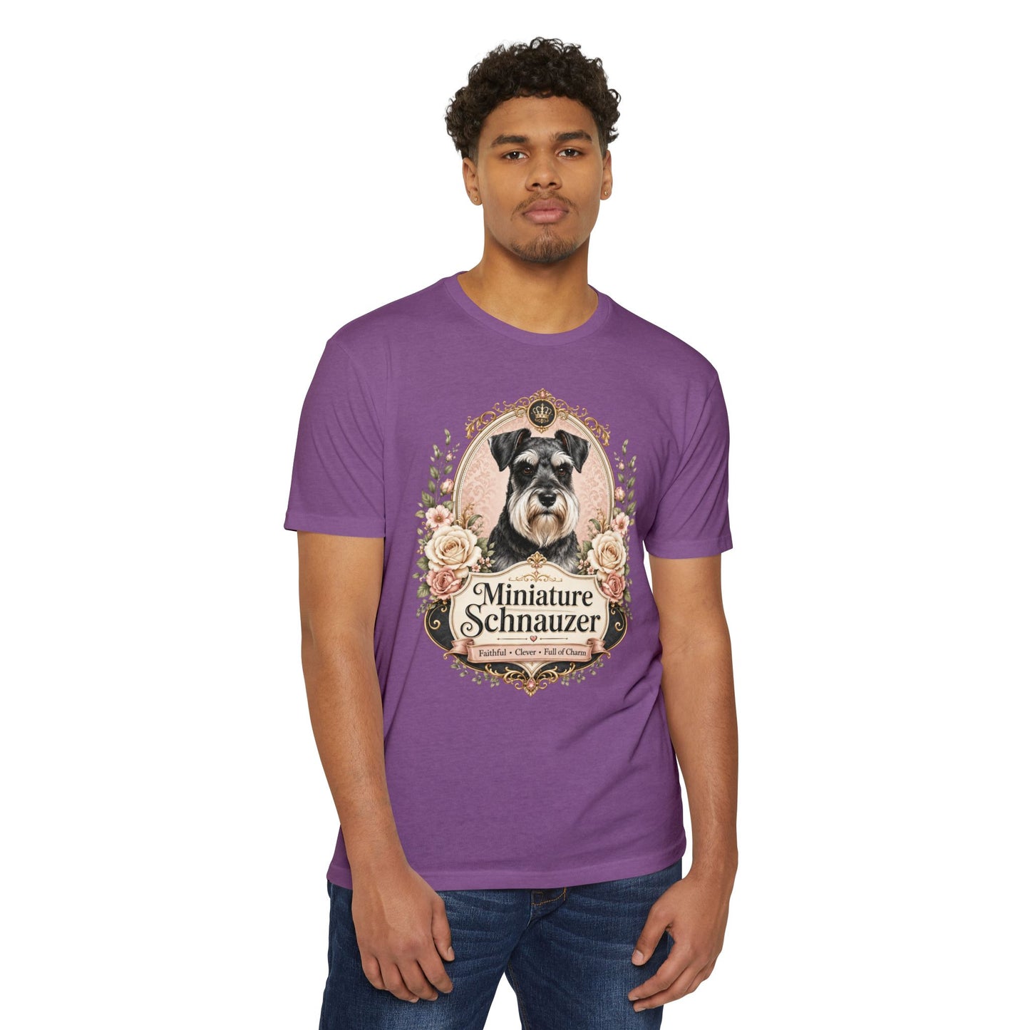 Miniature Schnauzer Floral Portrait T-Shirt