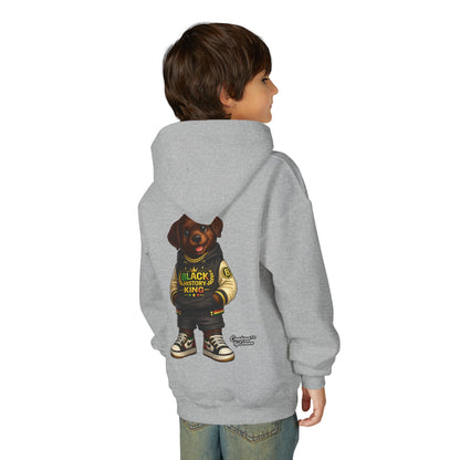 Youth Hoodie — 'Black History Kid' Puppy Graphic Sweatshirt