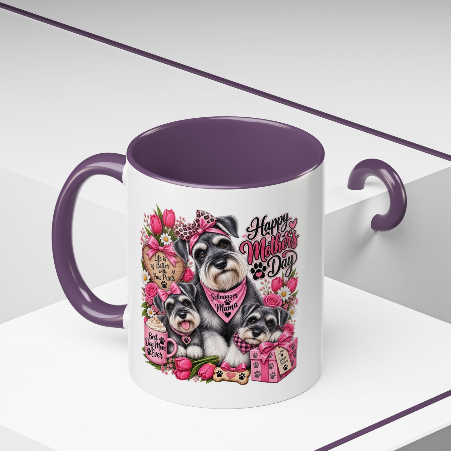 Mother's Day Schnauzer Coffee Mug — Happy Mother’s Day Dog Mom Accent Mug