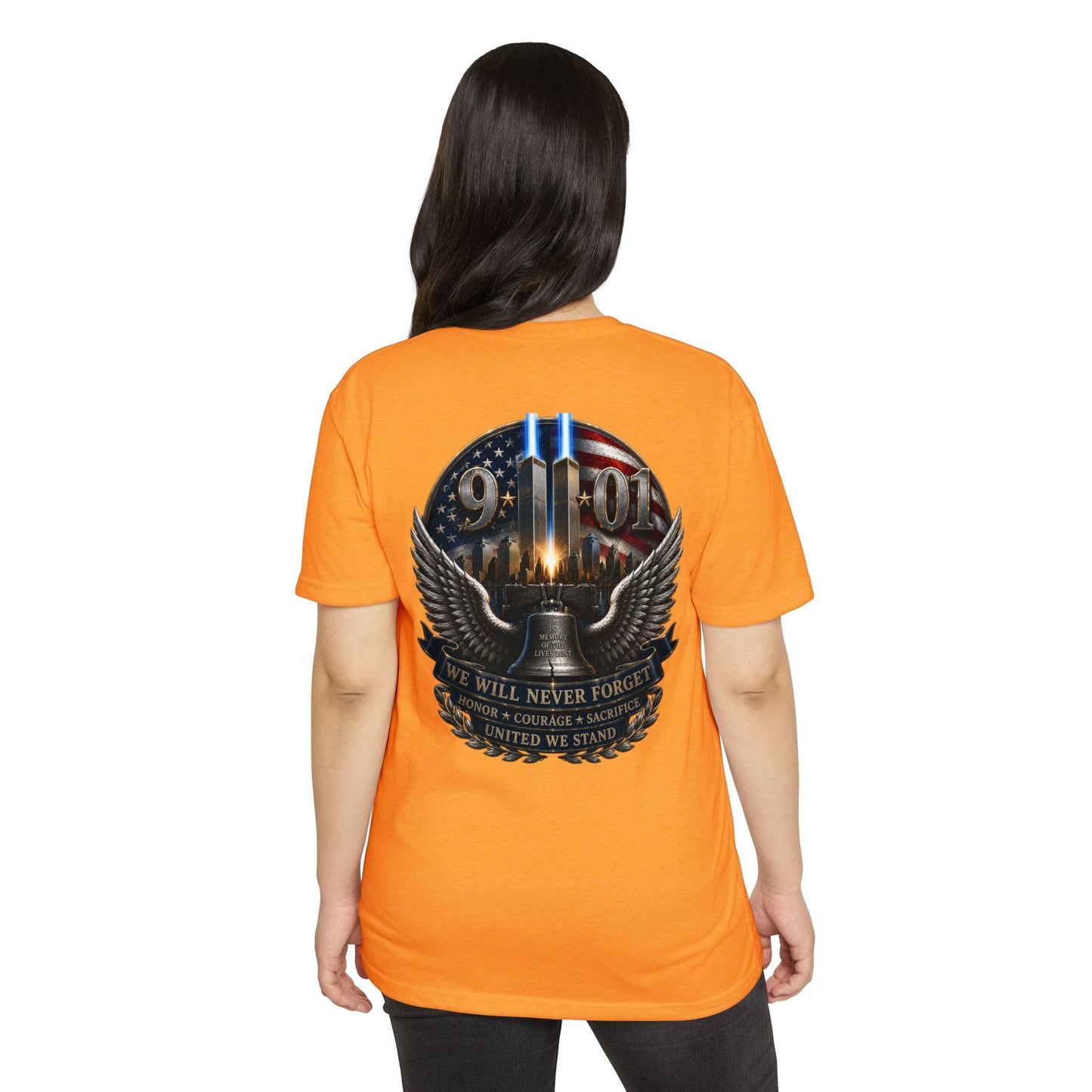 9/11 Never Forget Memorial T-Shirt — Twin Towers Tribute Tee