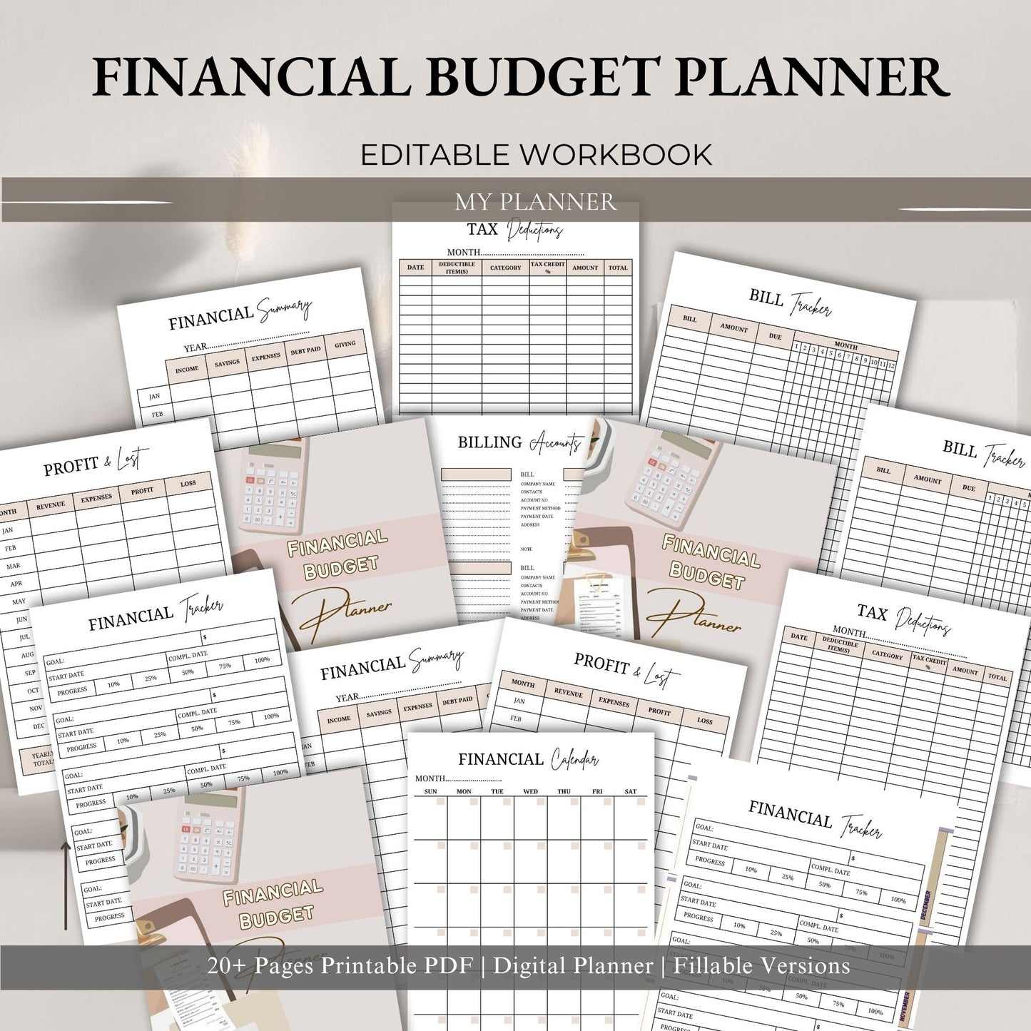 Financial Budget Planner Printable | Money Management Planner | Expense and Savings Tracker | Personal Finance Organizer PDF