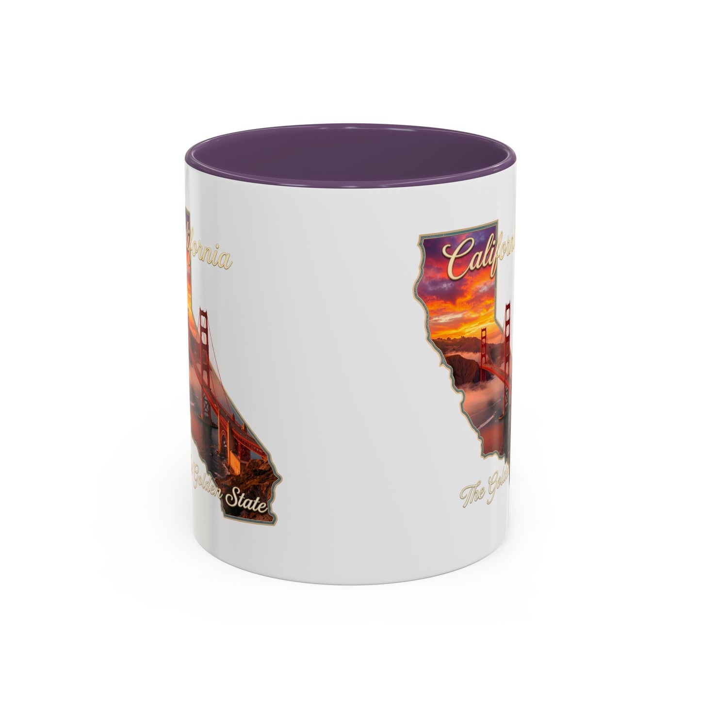 California State Shape Accent Mug – Golden Gate Sunset Coffee Cup (11/15oz)