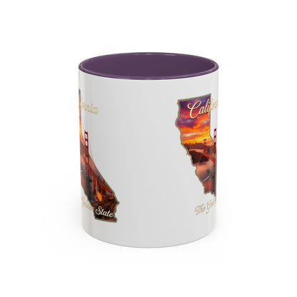 California State Shape Accent Mug – Golden Gate Sunset Coffee Cup (11/15oz)