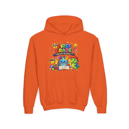 First Grade Hoodie - "First Grade Ready To Rule" Kids Back-to-School Sweatshirt