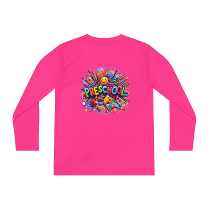 Youth Preschool Long Sleeve Tee - Colorful School Supplies Design