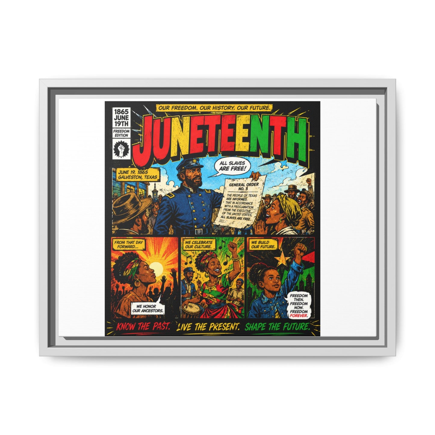 Juneteenth Comic Art Canvas - Framed Matte Wall Decor