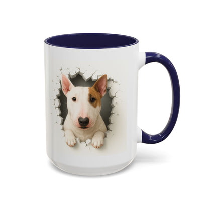 Bull Terrier Coffee Mug — Cute Dog Peeking Accent Mug (11/15oz)