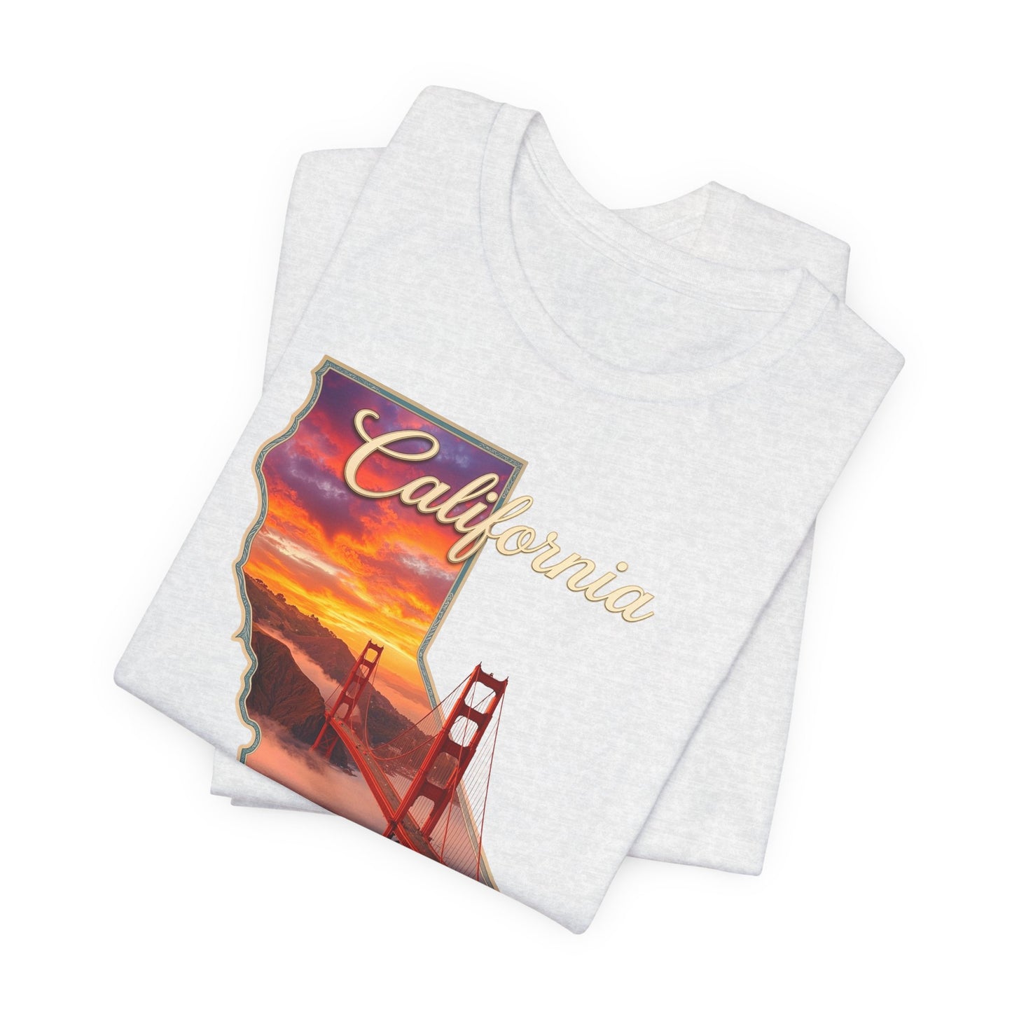 California Golden Gate Tee — "California The Golden State" Sunset Map T-Shirt