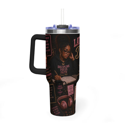 Late Night & Degrees 40oz Vacuum Tumbler — Study Fuel Travel Mug