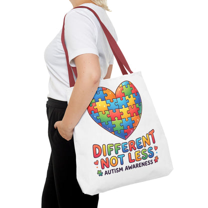 Autism Awareness Tote Bag — "Different Not Less" Puzzle Heart