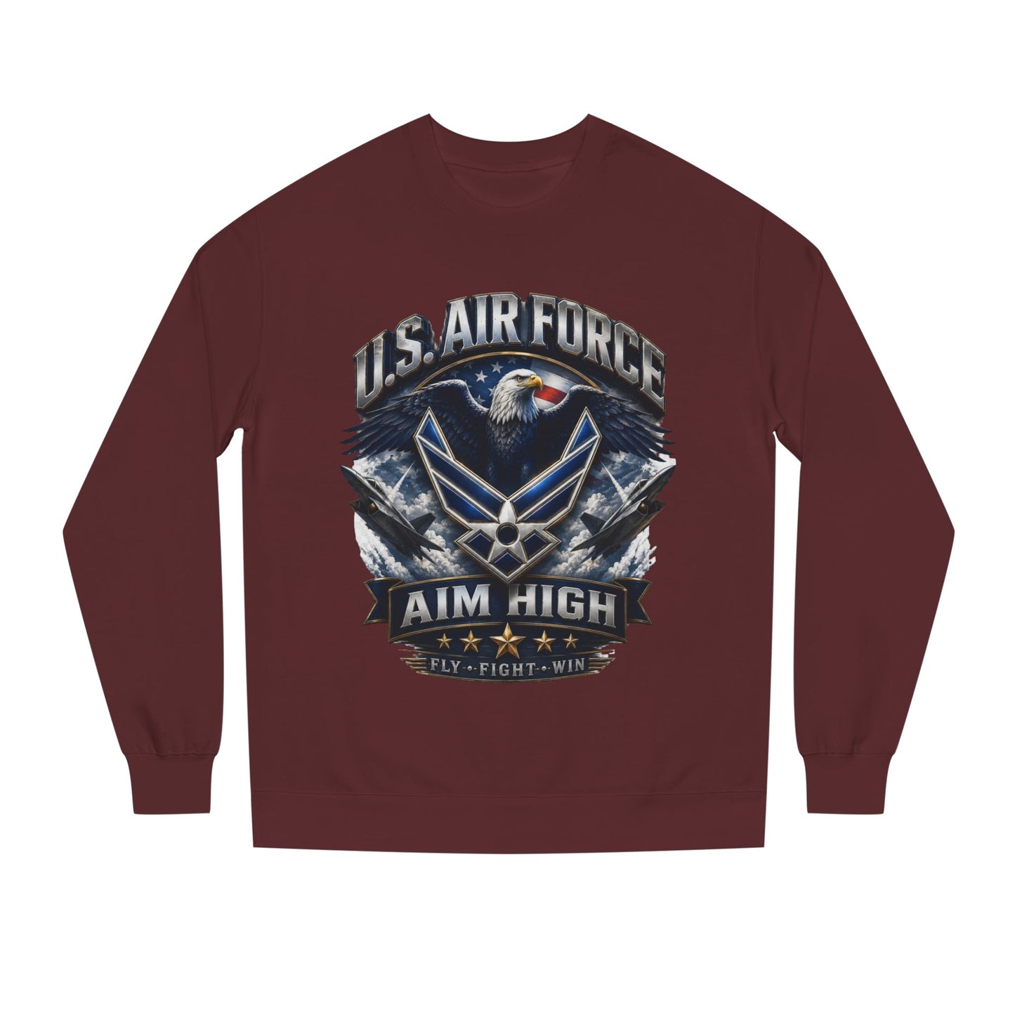 Air Force Crewneck Sweatshirt — "U.S. Air Force Aim High" Military Logo Pullover