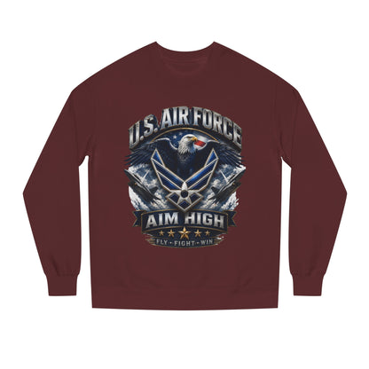 Air Force Crewneck Sweatshirt — "U.S. Air Force Aim High" Military Logo Pullover