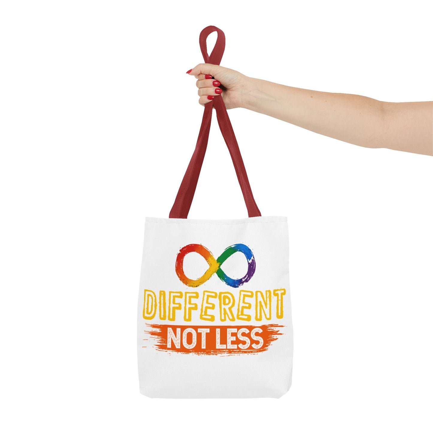 Autism Pride Tote Bag — "Different Not Less" Rainbow Infinity Reusable Shopper