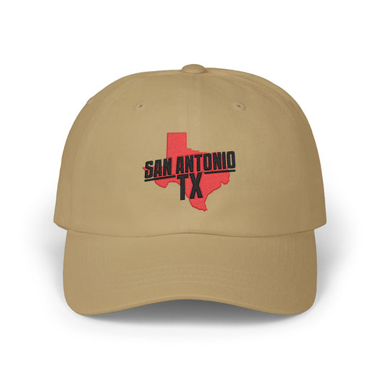 San Antonio TX Dad Cap — Embroidered Texas Outline Baseball Hat