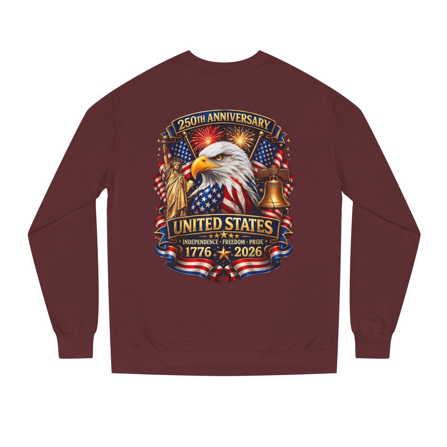 250th Anniversary United States Crewneck Sweatshirt — Eagle & American Flag 1776–2026