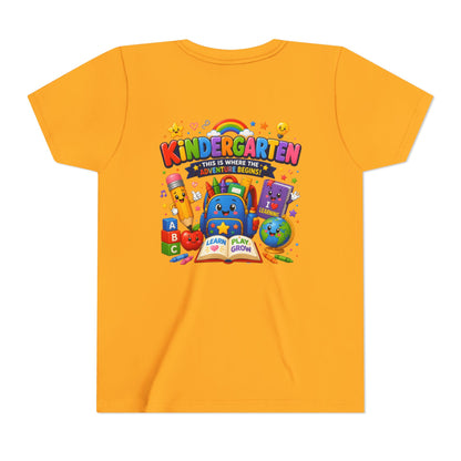 Kindergarten Kids T‑Shirt — 'Kindergarten: This Is Where the Fun Begins' Colorful Back-to-School Tee