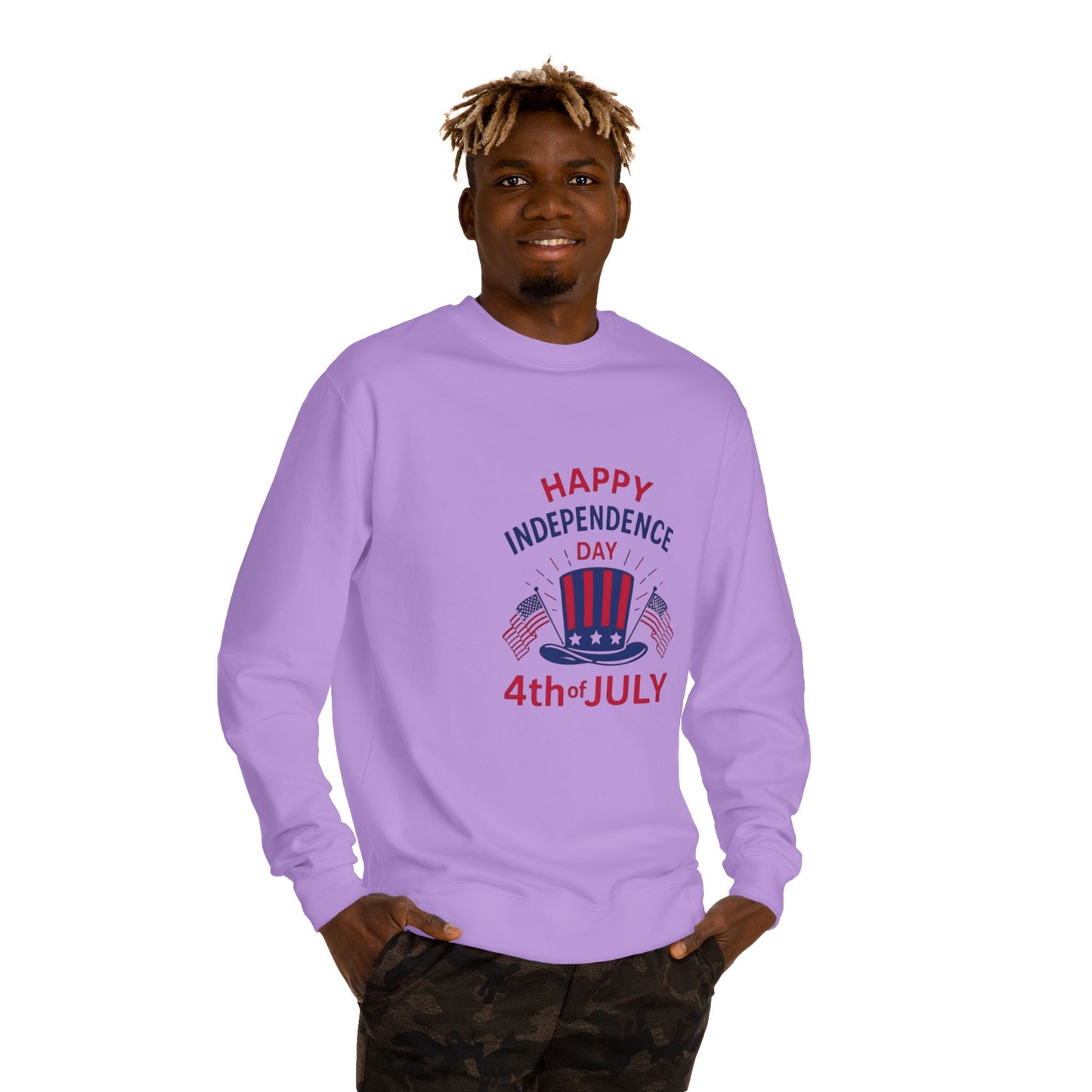 4th of July Sweatshirt – "Happy Independence Day" Patriotic Crewneck