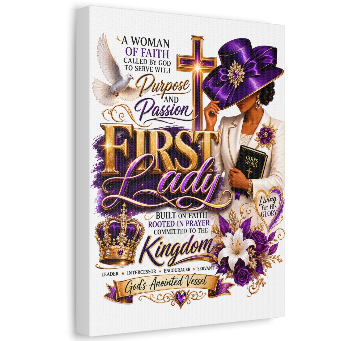 First Lady Faith Canvas - Christian Woman Inspirational Wall Art