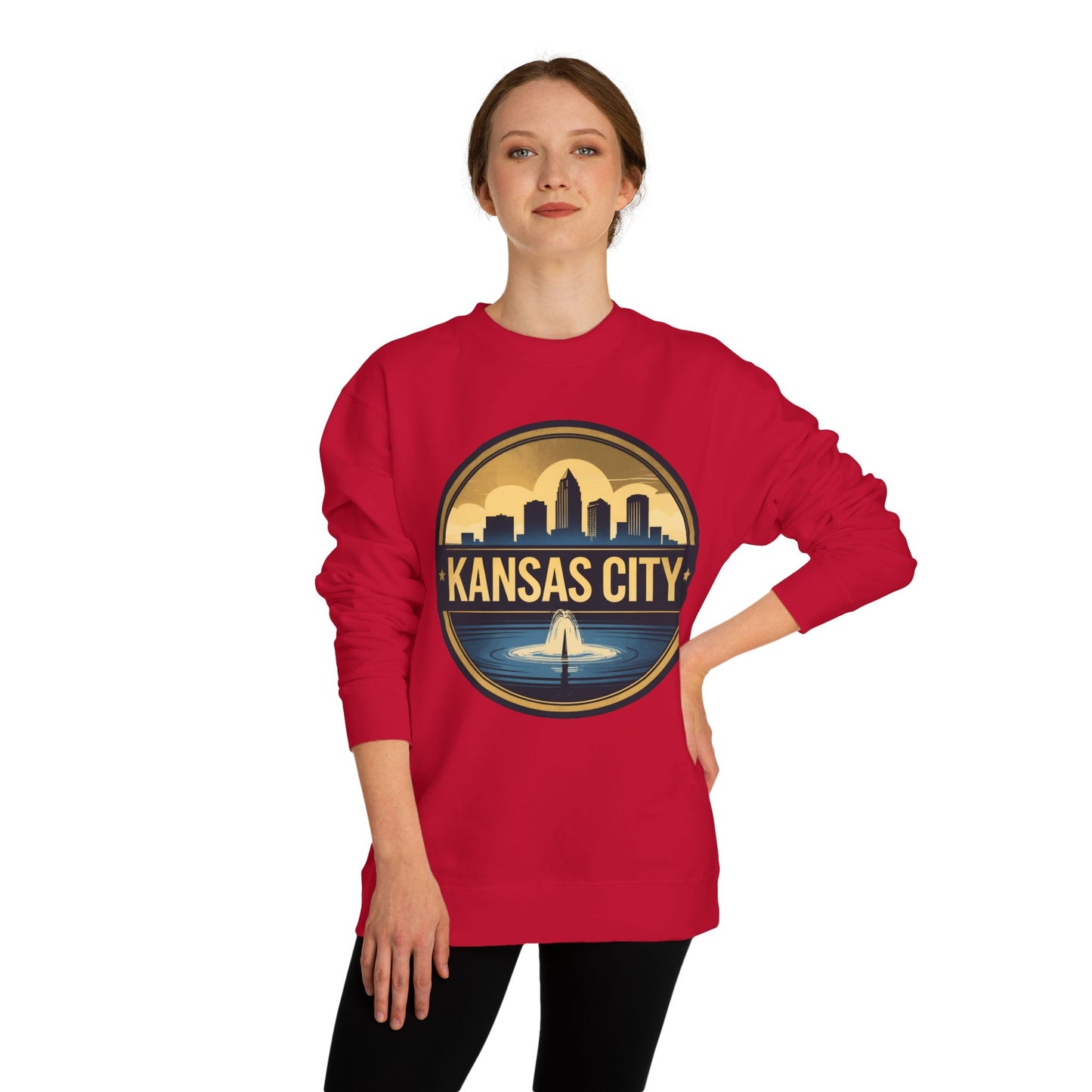 Kansas City Skyline Crewneck Sweatshirt – Cityscape Fountain Graphic