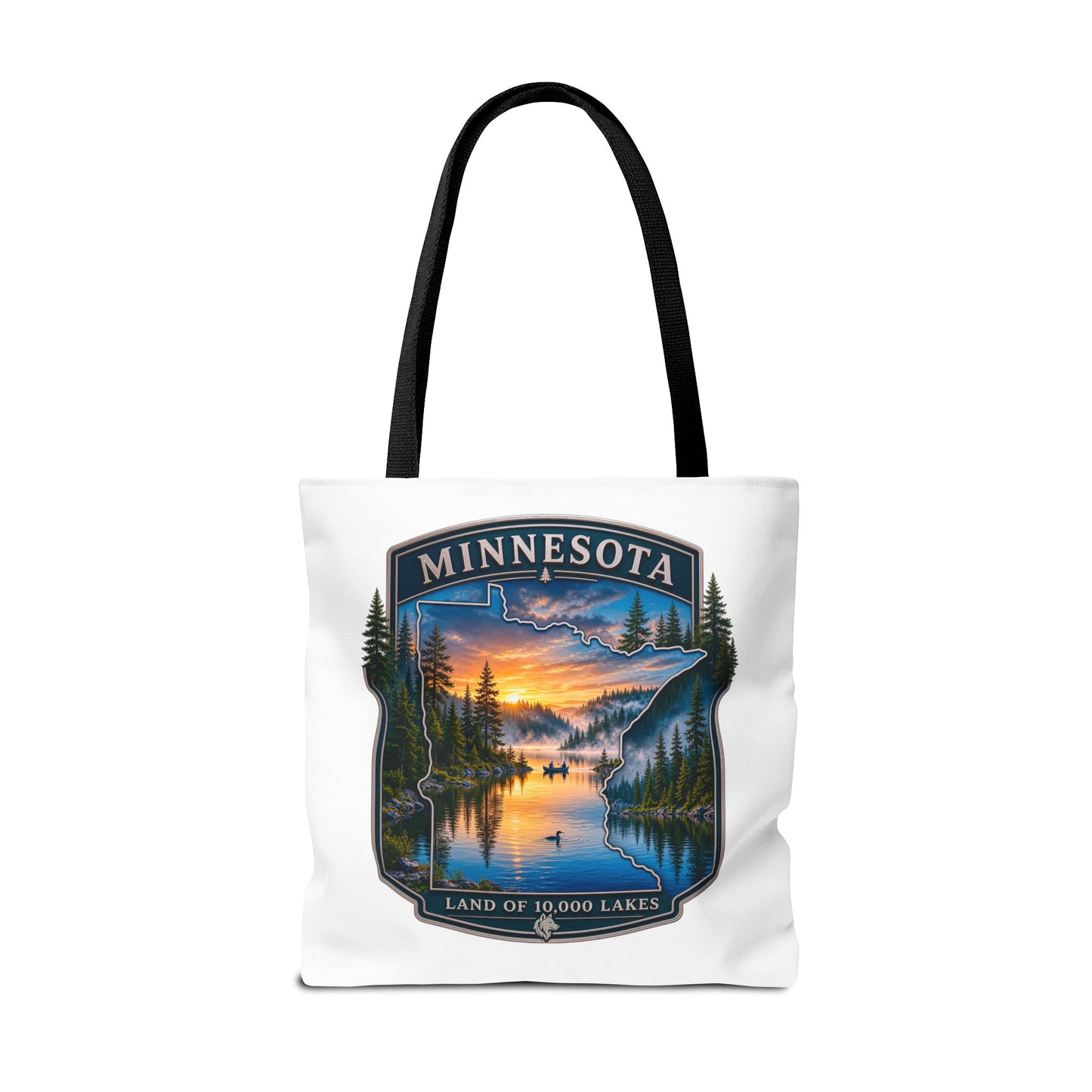 Minnesota Scenic Tote Bag — 'Land of 10,000 Lakes' Sunset Lake Design