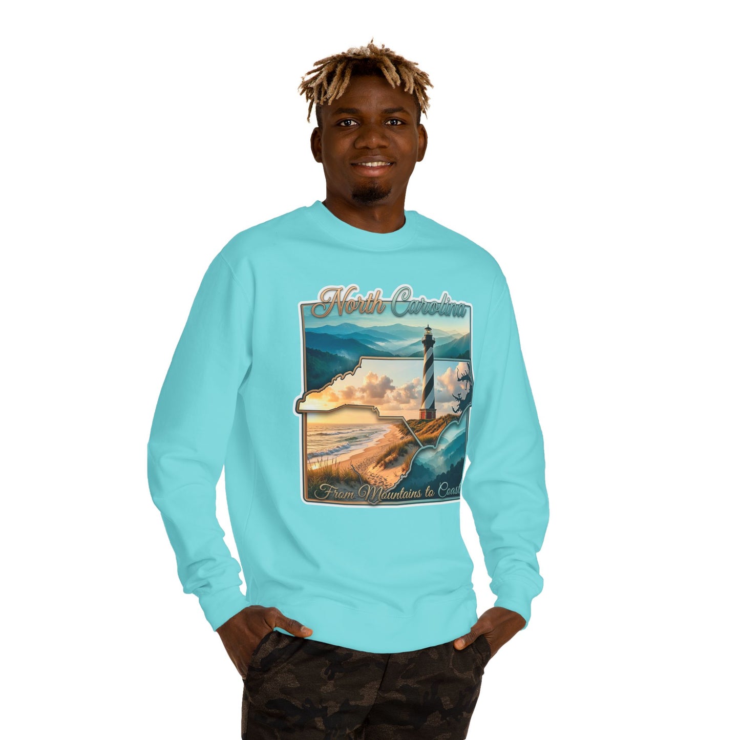 North Carolina Lighthouse Sweatshirt — From Mountains to Coast Scenic Crewneck