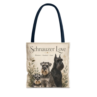 Schnauzer Love Tote Bag — Illustrated Dog Portraits, Miniature Standard Giant