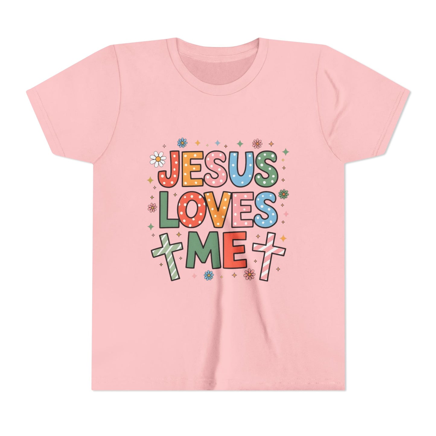 Youth Tee — "Jesus Loves Me" Colorful Christian Kids T-Shirt